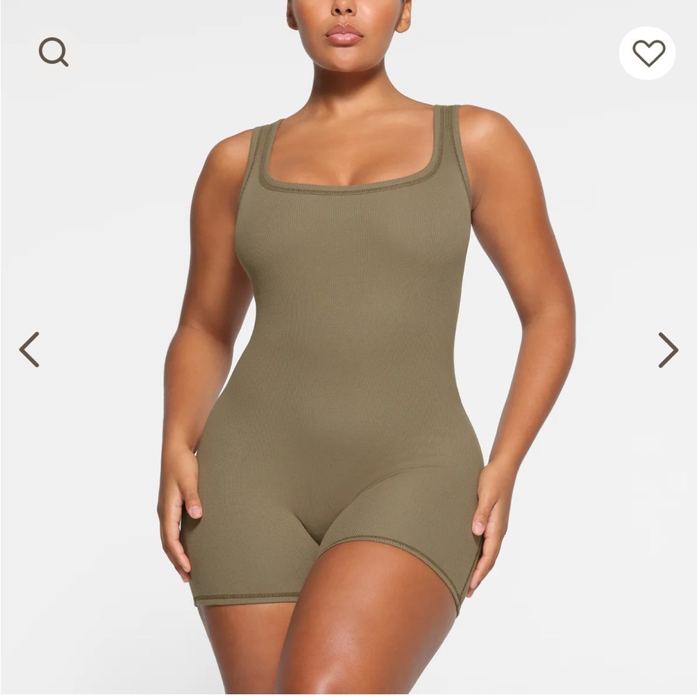 SKIMS romper in olive color, size L